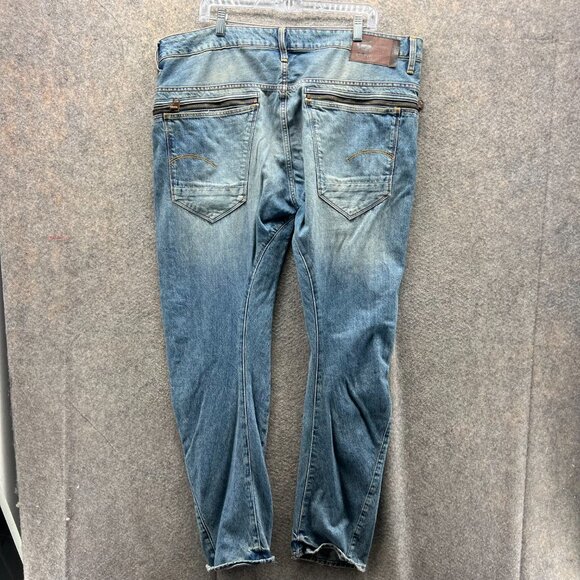 G-Star RAW Jeans Men 40x32 Blue Arc Zip 3D Slim Distressed Denim Tapered Acid - Picture 2 of 11
